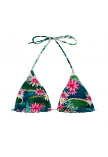 Top de bikini de triángulo corredizo con estampado verde y azul - TOP AMAZONIA TRI-INV