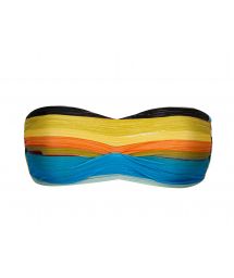 Colorful stripe bandeau top with a clip - TOP ARTSY BANDEAU-PLI