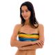 Top de bikini bandeau con estampado a rayas de colores y detalle de pinza - TOP ARTSY BANDEAU-PLI