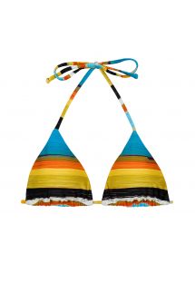 Top de bikini de triángulo corredizo a rayas de colores - TOP ARTSY TRI-INV