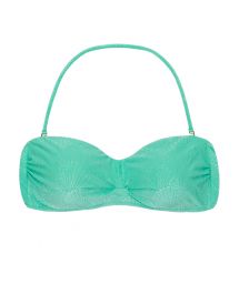 Sea green bandeau top with shell pattern - TOP ATLANTIS BANDEAU-PLI