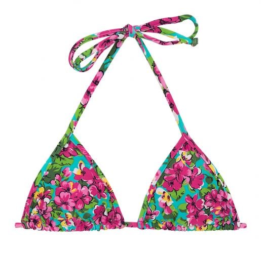 Colorful Floral Printed Sliding Triangle Top - Top Beach Flower Micro ...