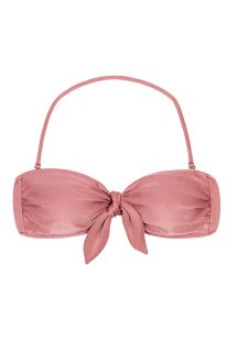 Roze iriserende bandeau bikinitop met geknoopte voorkant en uitneembare cups - TOP CALLAS BANDEAU