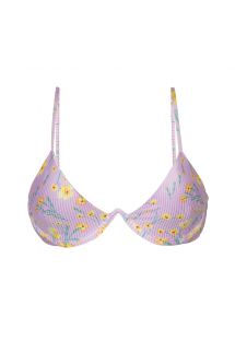 Lichtpaarse driehoekige V beugel bikinitop met bloemenprint - TOP CANOLA TRI-ARO
