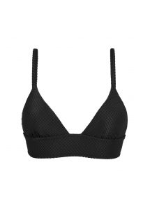 Getextureerde zwarte halter bikinitop met geregen achterzijde - TOP CLOQUE PRETO TRI COS