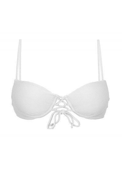 Textured white push-up balconette bikini top - TOP COTELE-BRANCO BALCONET-PUSHUP
