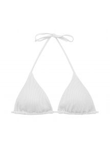Verschuifbare wit geribde driehoekige bikinitop - TOP COTELE-BRANCO TRI-INV