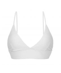 Ribbed white laced back bralette bikini top - TOP COTELE-BRANCO TRI-TANK