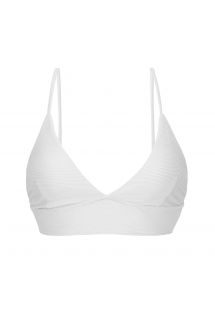 Parte superior de bikini estilo bralette de canalé con lazos en la espalda en blanco - TOP COTELE-BRANCO TRI-TANK