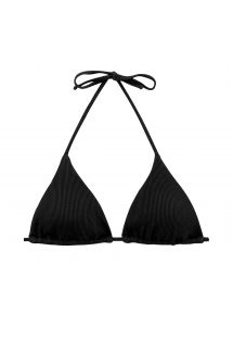 Verschuifbare zwart geribde driehoekige bikinitop - TOP COTELE-PRETO TRI-INV