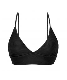 Ribbed black laced back bralette bikini top - TOP COTELE-PRETO TRI-TANK