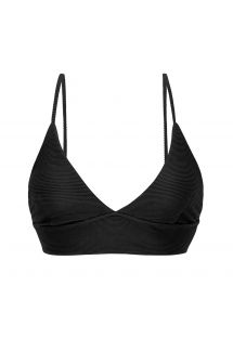 Zwarte geribde bustier bikinitop met geregen achterzijde - TOP COTELE-PRETO TRI-TANK