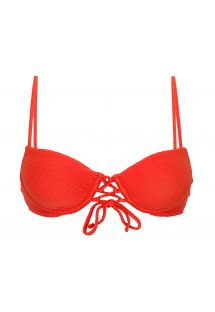 Rotes geriffeltes Push-Up-Balconette-Top - TOP COTELE-TOMATE BALCONET-PUSHUP