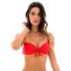Textured red push-up balconette bikini top - TOP COTELE-TOMATE BALCONET-PUSHUP