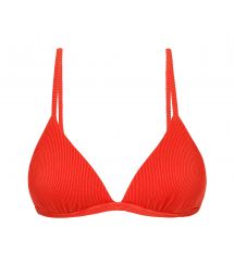 Red ribbed triangle top with adjustable straps - TOP COTELE-TOMATE TRI-FIXO