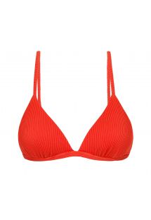 Verstelbare rode geribde driehoekige bikinitop - TOP COTELE-TOMATE TRI-FIXO