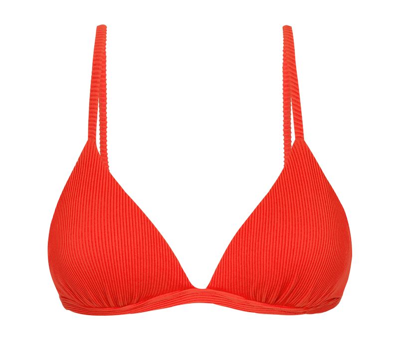 Red ribbed triangle top with adjustable straps - TOP COTELE-TOMATE TRI-FIXO