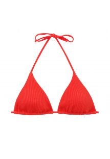 Verschuifbare rood geribde driehoekige bikinitop - TOP COTELE-TOMATE TRI-INV