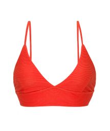 Ribbed red laced back bralette bikini top - TOP COTELE-TOMATE TRI-TANK