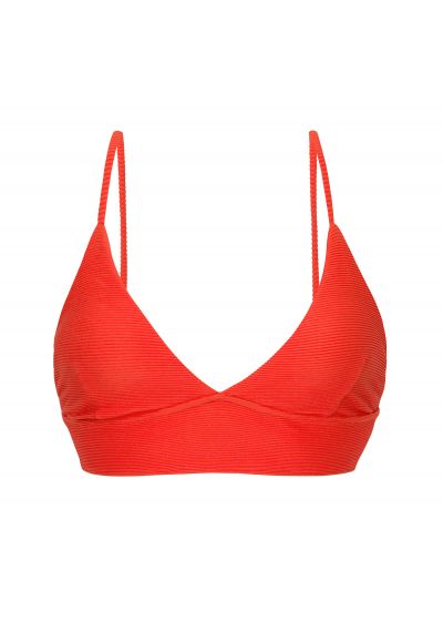 Ribbed red laced back bralette bikini top - TOP COTELE-TOMATE TRI-TANK