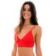 Parte supeior de bikini estilo bralette con espalda con lazos de canalé rojo - TOP COTELE-TOMATE TRI-TANK