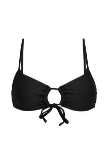 Getextureerde zwarte bustier bikinitop met reliëf en geknoopte voorkant - TOP DOTS-BLACK MILA