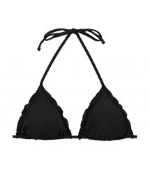 Black textured bikini top with wavy edges - TOP DOTS-BLACK TRI