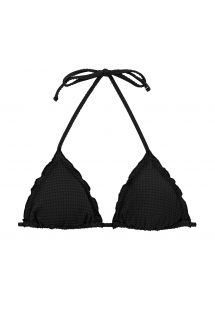 Sujetador de bikini negro texturizado, con bordes ondulados - TOP DOTS-BLACK TRI
