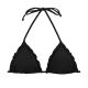 Getextureerde zwarte driehoekige bikinitop met reliëf en golvende randen - TOP DOTS-BLACK TRI