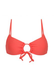 Parte superior de bikini con lazo frontal en rosa coral con relieve - TOP DOTS-TABATA MILA