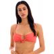 Embossed textured coral pink front-tie top - TOP DOTS-TABATA MILA