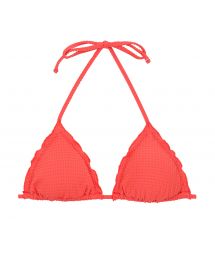 Textured coral bikini top with coral edges - TOP DOTS-TABATA TRI