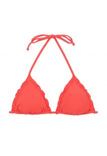 Koralowy teksturowany top od bikini z falistymi brzegami - TOP DOTS-TABATA TRI
