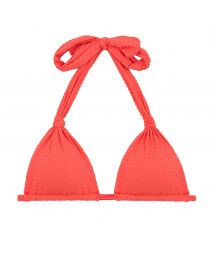 Textured coral halter bikini top - TOP DOTS-TABATA TRI-MEL