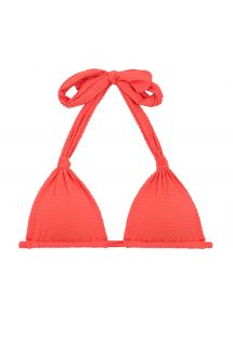 Textured coral halter bikini top - TOP DOTS-TABATA TRI-MEL