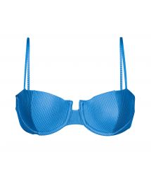 Textured blue balconette bikini top - TOP EDEN-ENSEADA BALCONET