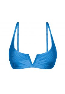 Sujetador de bikini texturizado, color azul, escote en V, sin varillas - TOP EDEN-ENSEADA BRA-V