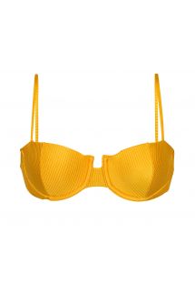 Getextureerde geel oranje balconette bikinitop met beugels - TOP EDEN-PEQUI BALCONET
