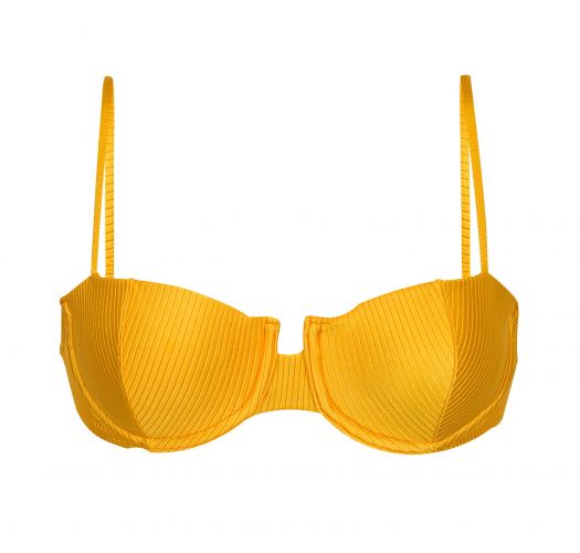 Reggiseno bikini a balconcino giallo testurizzato - TOP EDEN-PEQUI BALCONET