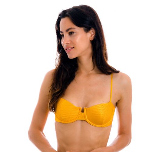 Textured yellow balconette bikini top - TOP EDEN-PEQUI BALCONET