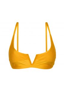 Verstelbare getextureerde geel oranje V halter bikinitop - TOP EDEN-PEQUI BRA-V