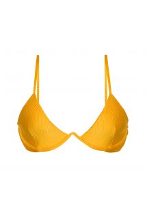 Getextureerd geel oranje driehoekige V beugel bikinitop - TOP EDEN-PEQUI TRI-ARO