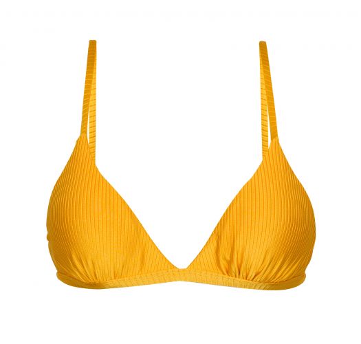 Reggiseno bikini a triangolo spalline regolabili giallo testurizzato - TOP EDEN-PEQUI TRI-FIXO