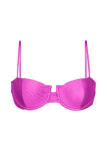 Sujetador de bikini texturizado, rosa y magenta, balconette - TOP EDEN-PINK BALCONET