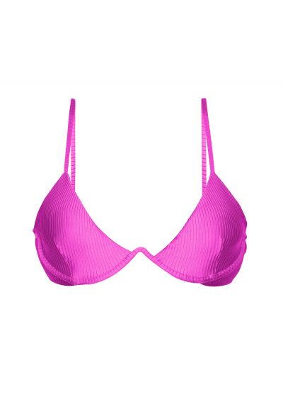 Textured magenta pink V-underwired bikini top - TOP EDEN-PINK TRI-ARO