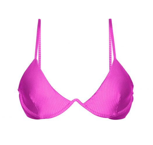 Teksturowany, różowy top od bikini z fiszbinami w kształcie litery V - TOP EDEN-PINK TRI-ARO