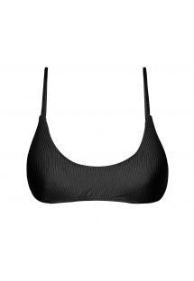 Textured black adjustable bralette bikini top - TOP EDEN-PRETO BRALETTE