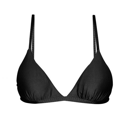 Textured black adjustable triangle bikini top - TOP EDEN-PRETO TRI-FIXO