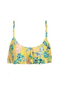 Verstelbare gele bustier bikinitop met volants en bloemen - TOP FLORESCER BABADO