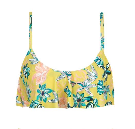 Top bikini con volant a fiori giallo - TOP FLORESCER BABADO